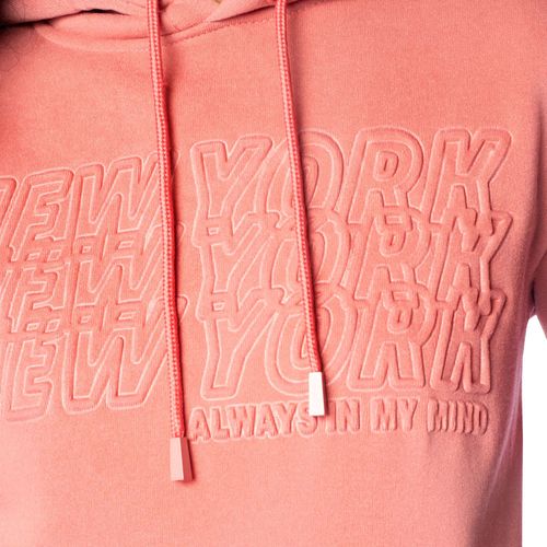 Moletom Feminino Sea Surf Capuz Estampa Relevo Coral