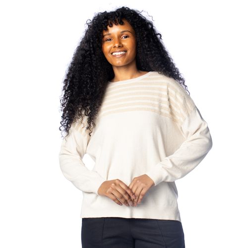 Blusa Feminina Mochine Malha Detalhes Fio Pluma Nude