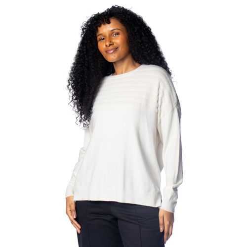 Blusa Feminina Mochine Malha Detalhes Fio Pluma Off White