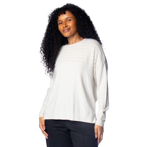 Blusa Feminina Mochine Malha Detalhes Fio Pluma Off White