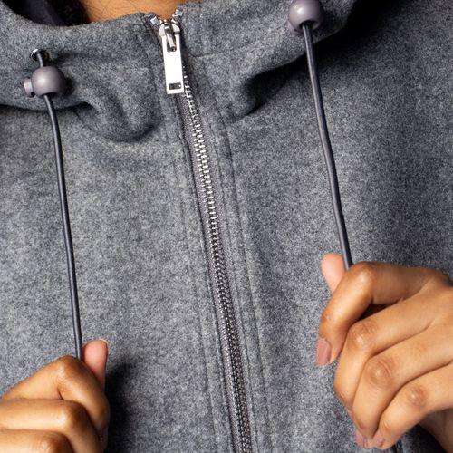 Jaqueta Feminina Facinelli Lã Capuz Cinza