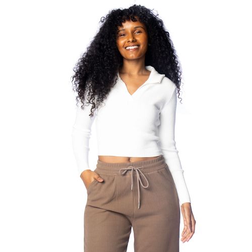 Blusa Feminina Blue Rose Cropped Branco