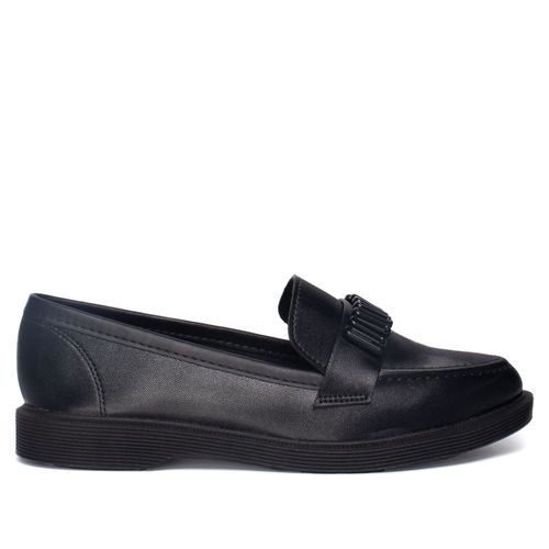 Mocassim Feminino Moleca Napa Cetim Detalhe Preto