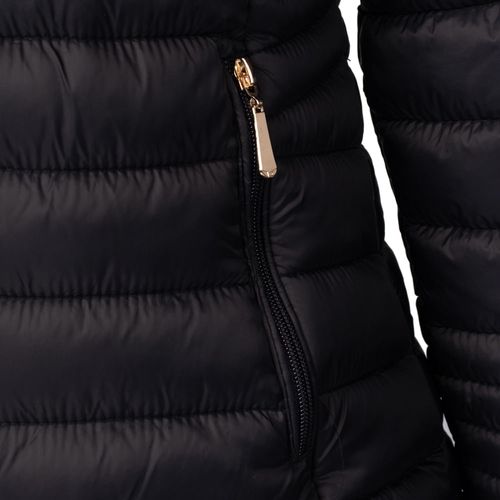 Jaqueta Feminina Blue Rose Puffer Capuz Peluciado Preto