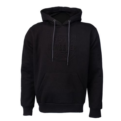 Moletom Masculino Gangster Capuz Relevo Geométrico Preto