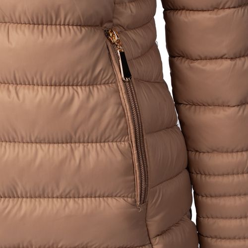 Jaqueta Feminina Blue Rose Puffer Peluciado Marrom Claro