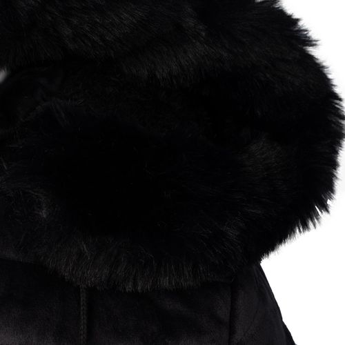 Jaqueta Feminina Sea Surf Puffer Veludo Capuz Preto