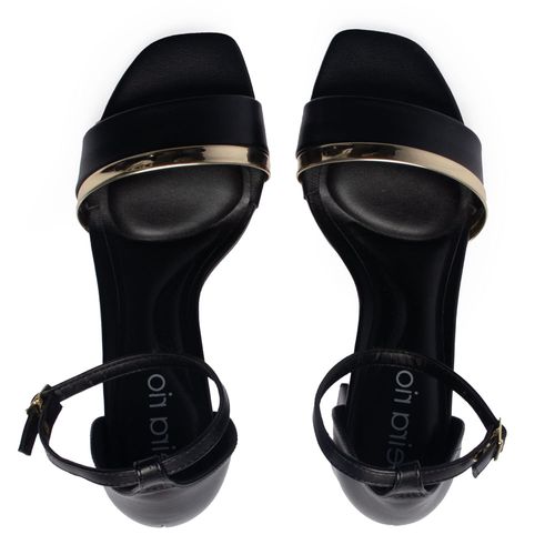 Sandália Feminina Beira Rio Napa Salto Bloco Preto/Dourado