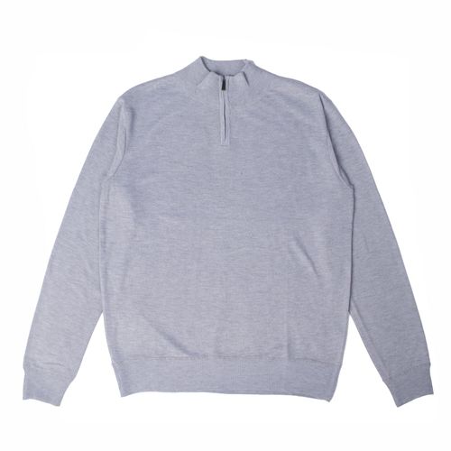 Suéter Masculino Sea Surf Gola Alta Zíper Cinza Claro