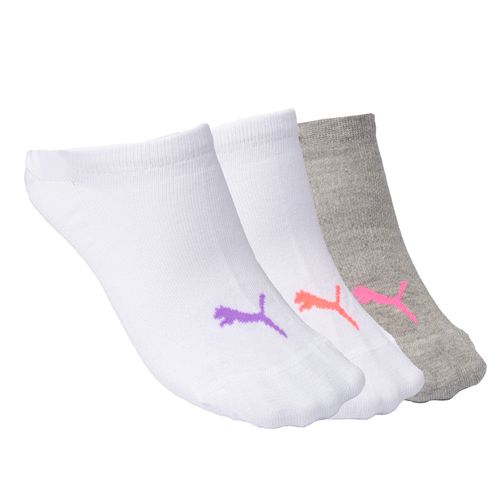Meia Feminina Puma Kit 3 Sapatilha Algodão Branco/Cinza