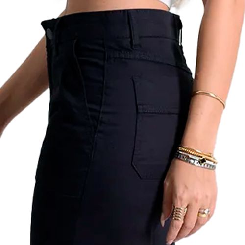 Calça Jeans Feminina Sawary Reta Cintura Alta Preto