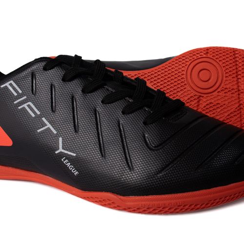 Chuteira Masculina Umbro Futsal Fifty VI League Preto/Laranja