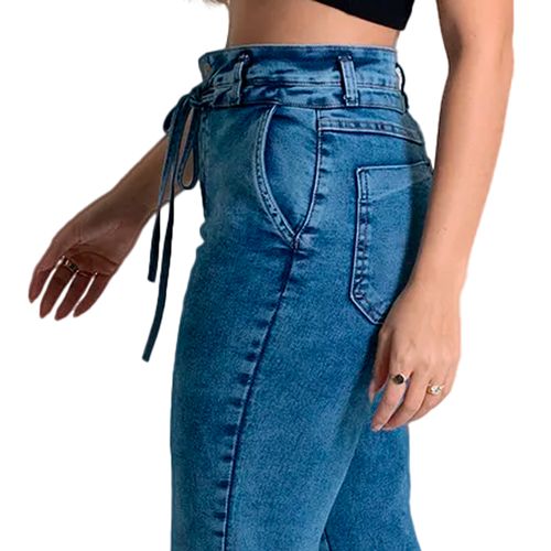 Calça Jeans Feminina Sawary Mom Cintura Alta Azul