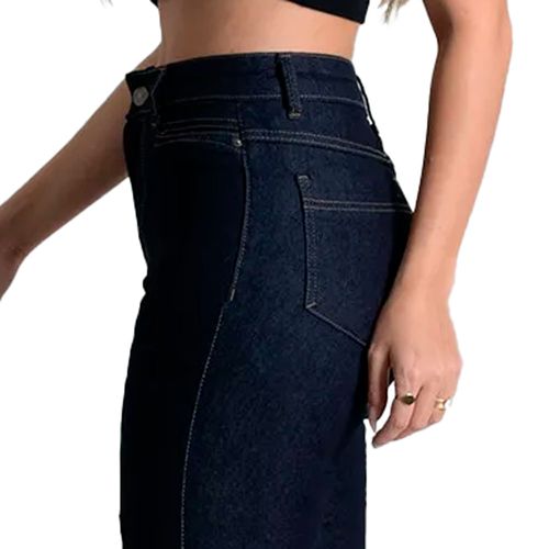 Calça Jeans Feminina Sawary Boot Cut Cintura Alta Escuro