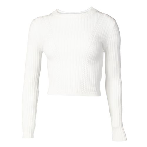 Blusa Cropped Feminina Blue Rose Malha Canelado Branco