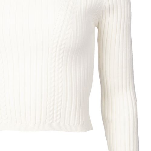 Blusa Cropped Feminina Blue Rose Malha Canelado Off White