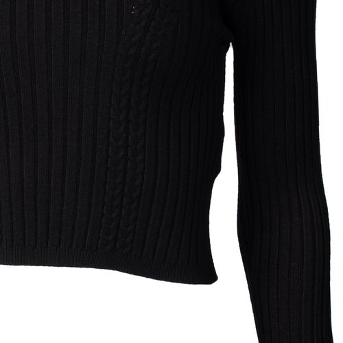 Blusa Cropped Feminina Blue Rose Malha Canelado Preto