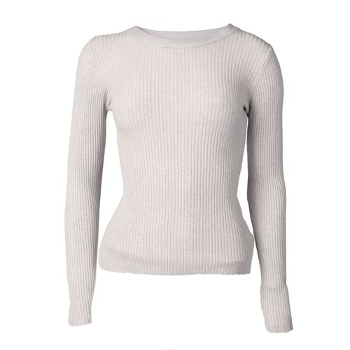 Suéter Feminino Sea Surf Canelado Gola Careca Cinza