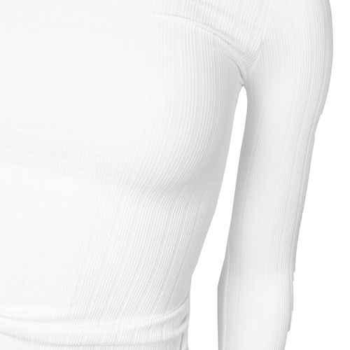 Blusa Feminina Blue Rose Malha Canelada Gola Careca Branco