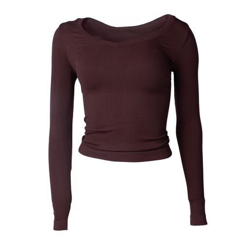 Blusa Feminina Blue Rose Malha Canelada Marrom