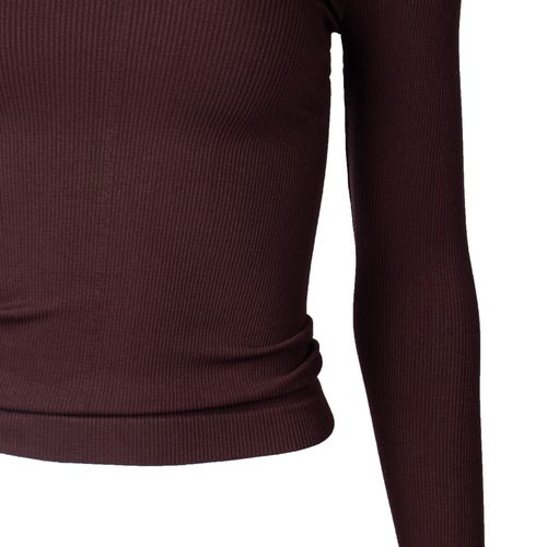Blusa Feminina Blue Rose Malha Canelada Marrom