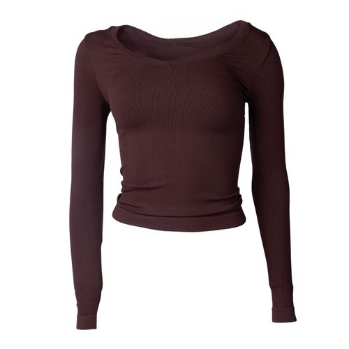 Blusa Feminina Blue Rose Malha Canelada Marrom