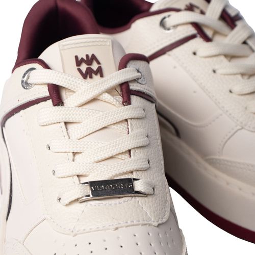 Tênis Feminino Via Marte Casual Recortes Off White/Bordô