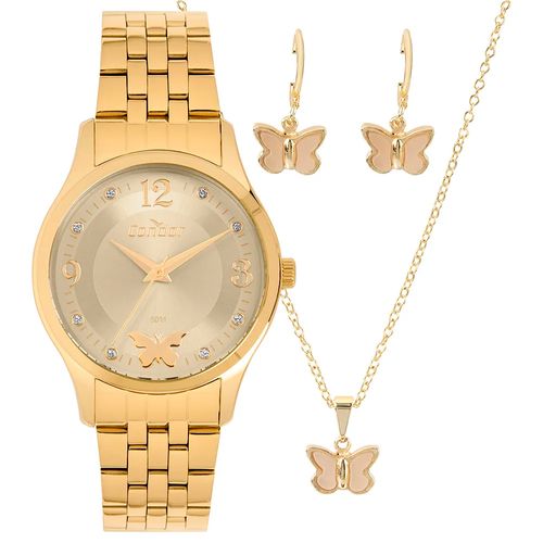 Relógio Feminino Condor Kit Pulseira C02035NSBK4X Dourado