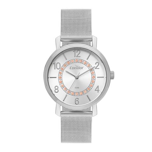 Relógio Feminino Condor Kit Pulseira Mesh C02039MUHK4K Prata