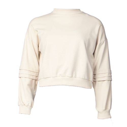 Moletom Feminino Rovitex Modelagem Encurtada Bege
