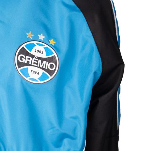 Corta Vento Feminino Lotus Grêmio Capuz Preto/Azul Turquesa