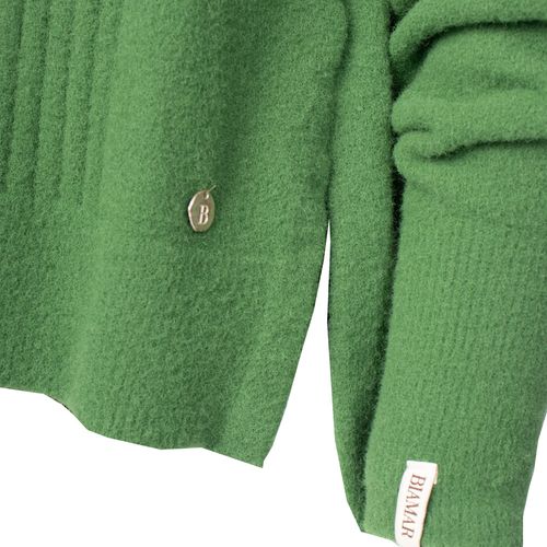 Blusa Feminina Biamar Tricot Fio Pluma Recorte Lateral Verde
