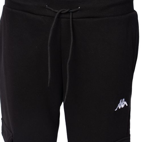 Calça Moletom Masculina Kappa Cargo Bolsos Laterais Preto