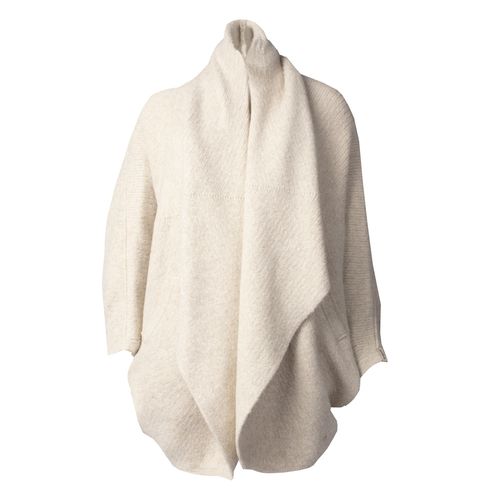 Capa Feminina Biamar Tricot Lapela Alongada Bege Claro