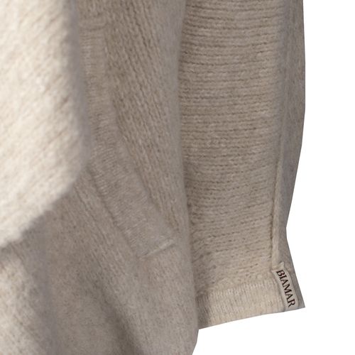 Capa Feminina Biamar Tricot Lapela Alongada Bege Claro