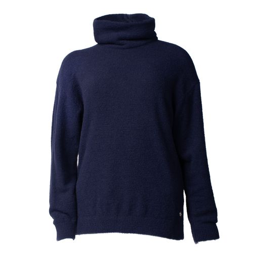 Blusa Feminina Biamar Tricot Fio Pluma Gola Alta Azul Escuro