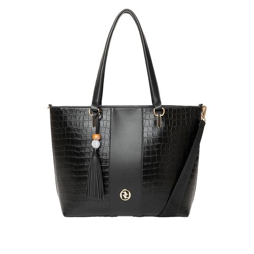 Bolsa Feminina Rafitthy Tiracolo Grande Textura Croco Preto