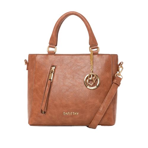 Bolsa Feminina Rafitthy Tote Média Pingentes Caramelo
