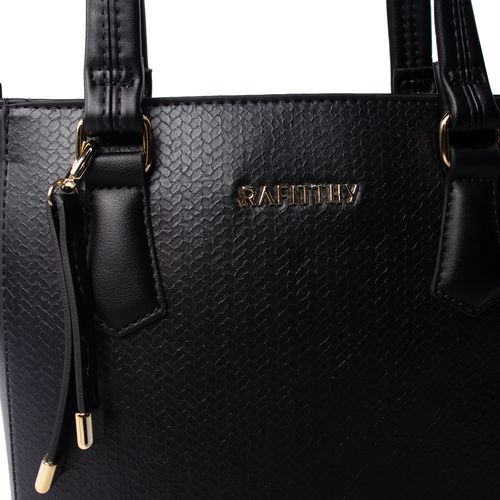 Bolsa Feminina Rafitthy Tote Média Adereço Alça Removível Preto