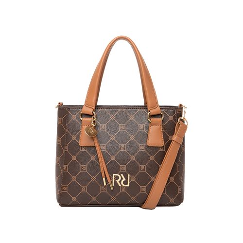 Bolsa Feminina Rafitthy Tote Pequena Monograma Marrom