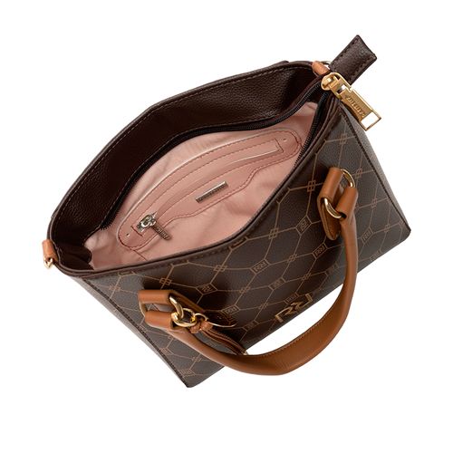 Bolsa Feminina Rafitthy Tote Pequena Monograma Marrom