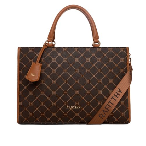 Bolsa Feminina Rafitthy Tiracolo Grande Monograma Marrom