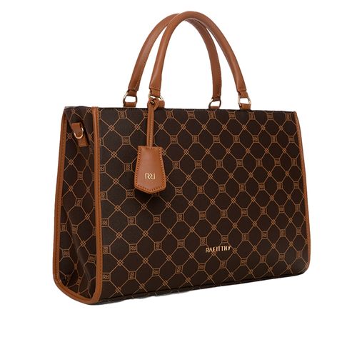 Bolsa Feminina Rafitthy Tiracolo Grande Monograma Marrom