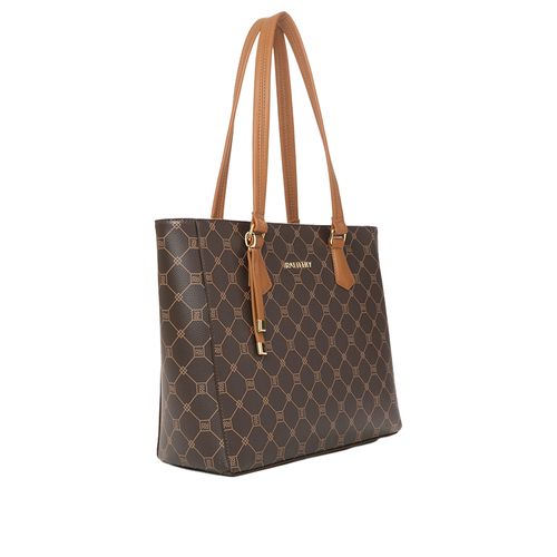 Bolsa Feminina Rafitthy Tiracolo Grande Monograma Marrom