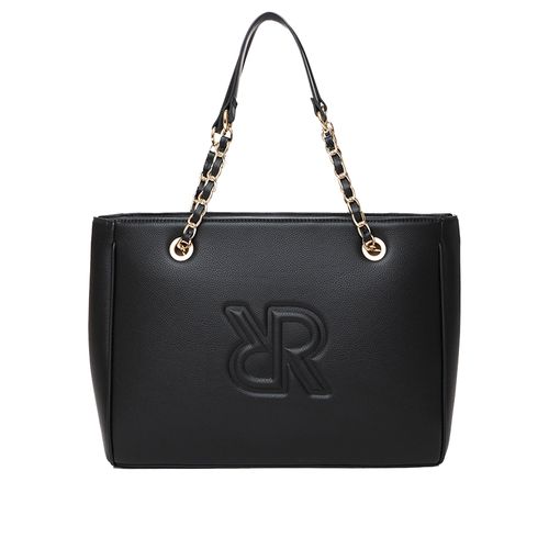 Bolsa Feminina Rafitthy Tote Grande Monograma Corrente Preta