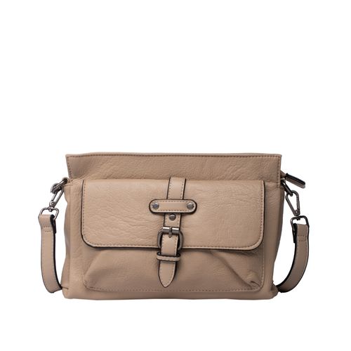 Bolsa Feminina WJ Transversal Fivela Pequena Bege Escuro