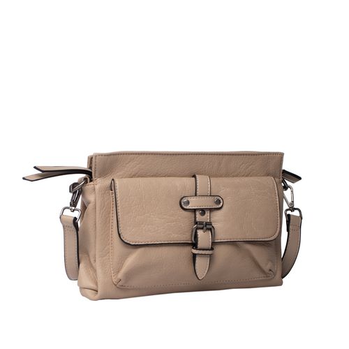 Bolsa Feminina WJ Transversal Fivela Pequena Bege Escuro