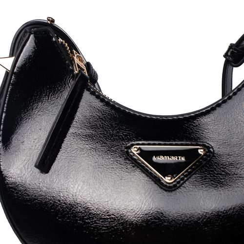 Bolsa Feminina Via Marte Baguete Pequena Verniz Preto