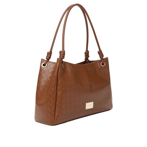 Bolsa Feminina Rafitthy Tote Média Tressê Amarração Caramelo