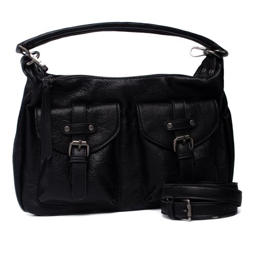 Bolsa Feminina WJ Tote Média Bolsos Frontais Preta